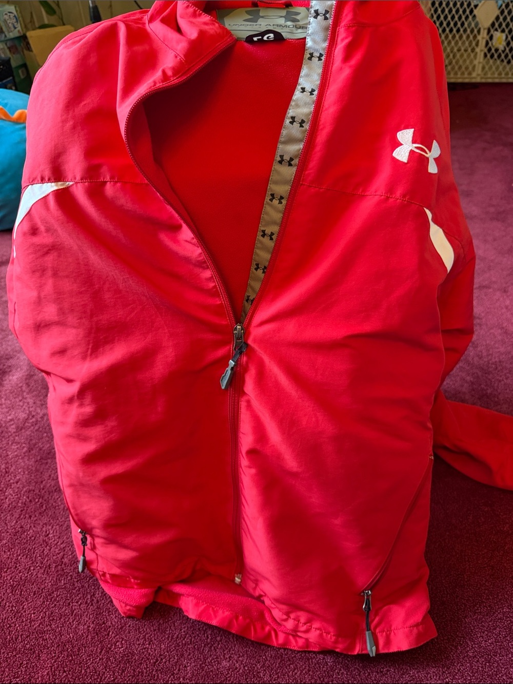 Under Armour Women's Bright Red Ski Jacket with White Accents